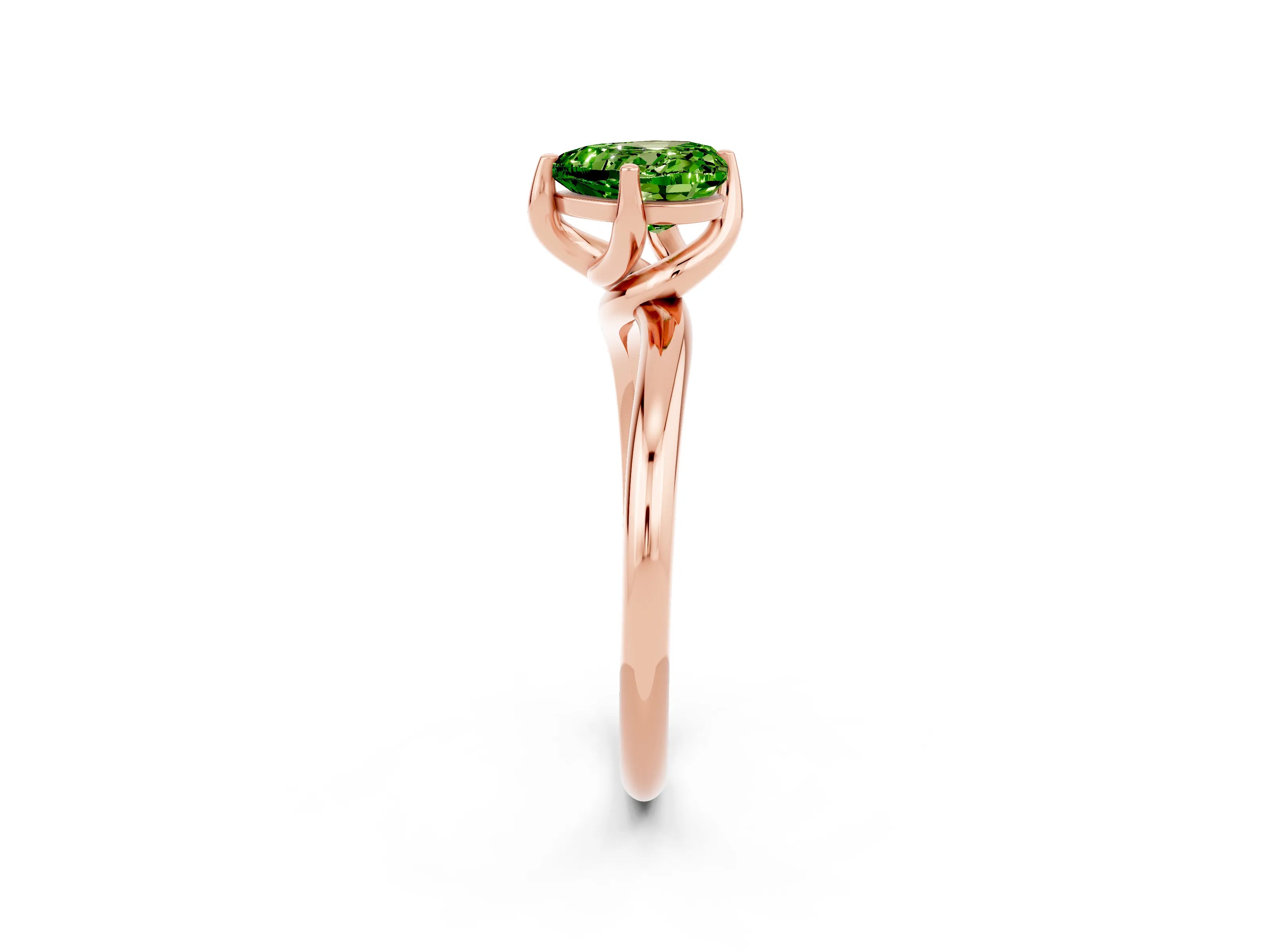 Rose gold Heart Cut Peridot Solitaire Engagement Ring with Four-Prong Setting and Classic Band_14