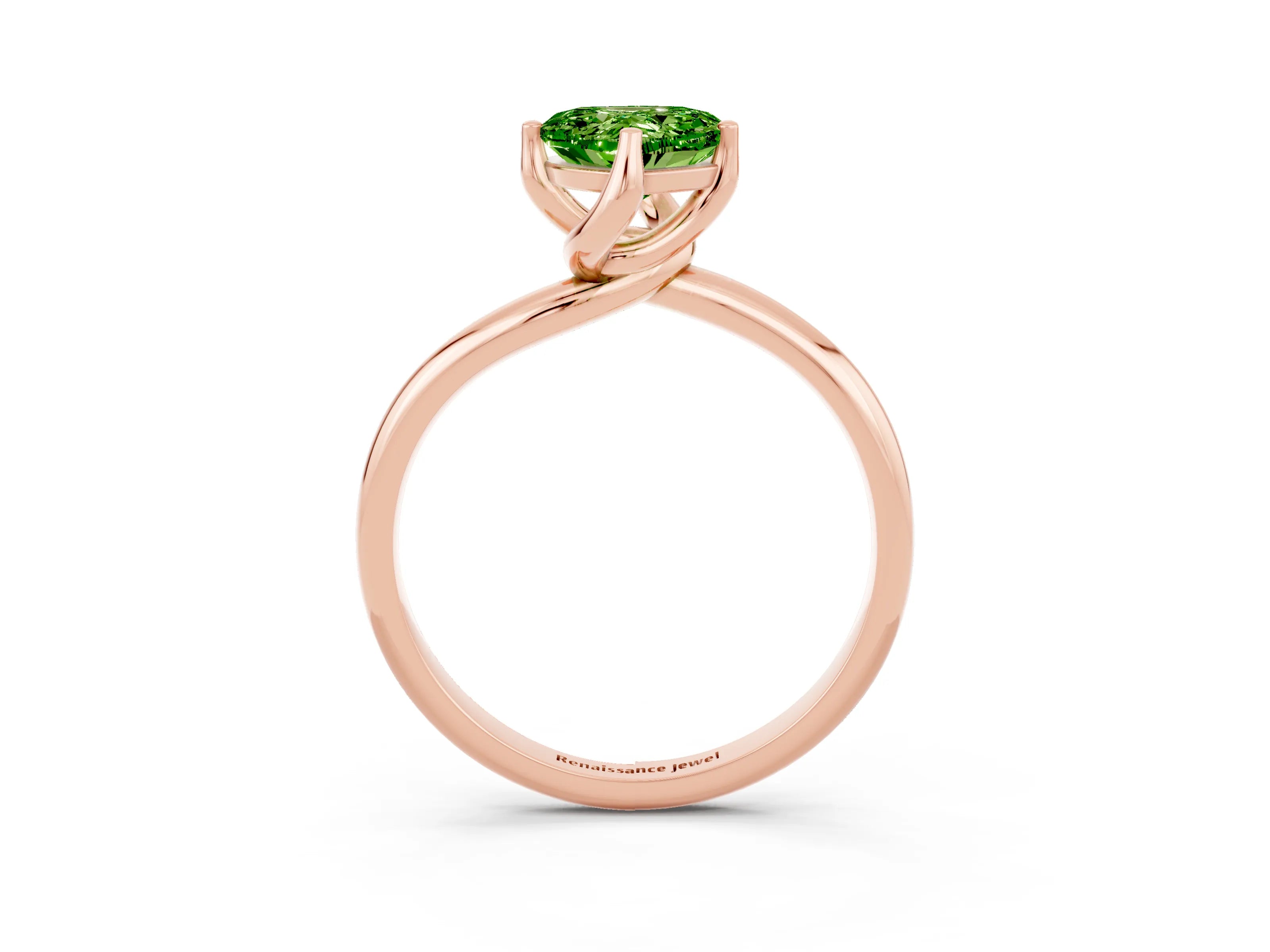 Rose gold Heart Cut Peridot Solitaire Engagement Ring with Four-Prong Setting and Classic Band_15