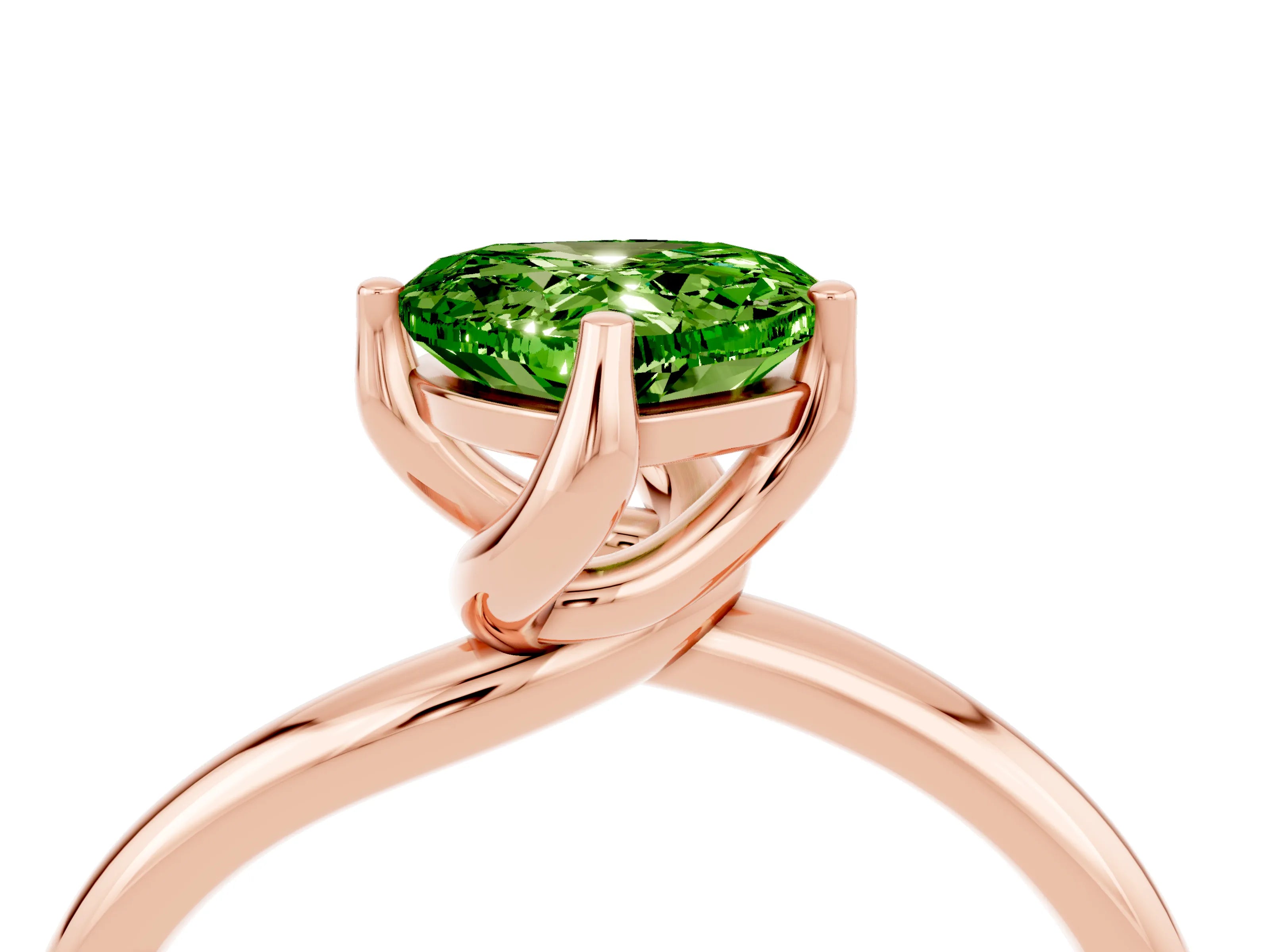 Rose gold Heart Cut Peridot Solitaire Engagement Ring with Four-Prong Setting and Classic Band_16