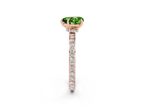 Rose gold Heart Cut Peridot Solitaire Engagement Ring with Pavé Band and Four-Prong Setting_2
