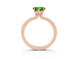 Rose gold Heart Cut Peridot Solitaire Engagement Ring with Pavé Band and Four-Prong Setting_3