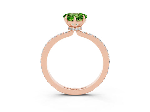 Rose gold Heart Cut Peridot Solitaire Engagement Ring with Pavé Band and Four-Prong Setting_3