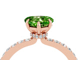 Rose gold Heart Cut Peridot Solitaire Engagement Ring with Pavé Band and Four-Prong Setting_4