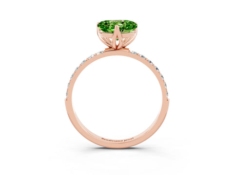 Rose gold Heart Cut Peridot Solitaire Engagement Ring with Pavé Band and Prong Setting_3