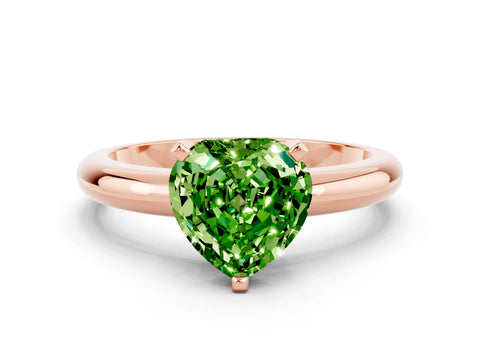 Rose gold Heart Cut Peridot Solitaire Engagement Ring with Round Band and Four-Prong Setting