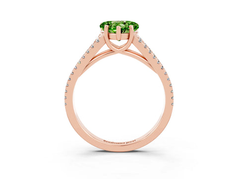 Rose gold Heart Cut Peridot Solitaire Engagement Ring with Split Shank Pavé Band_3