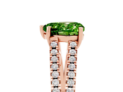 Rose gold Heart Cut Peridot Solitaire Engagement Ring with Split Shank Pavé Band_5