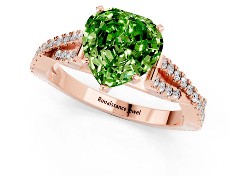 Rose gold Heart Cut Peridot Solitaire Engagement Ring with Twisted Pavé Band and Four-Prong Setting_13