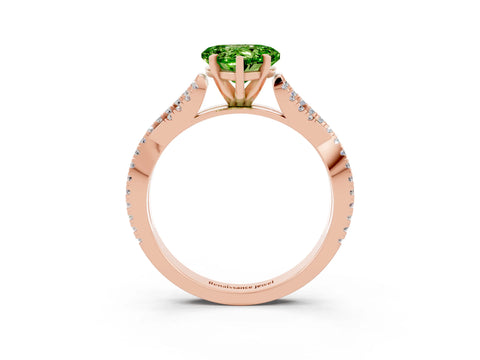 Rose gold Heart Cut Peridot Solitaire Engagement Ring with Twisted Pavé Band and Four-Prong Setting_15