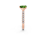 Rose gold Heart Cut Peridot Solitaire Pavé Band with Four-Prong Setting_2