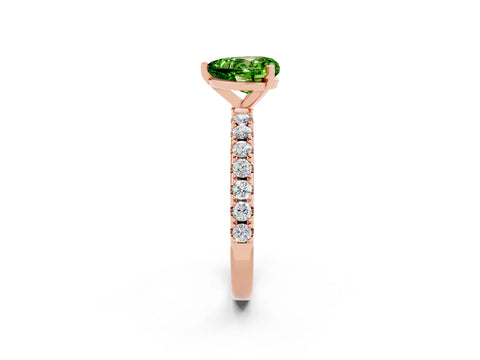 Rose gold Heart Cut Peridot Solitaire Pavé Band with Four-Prong Setting_2