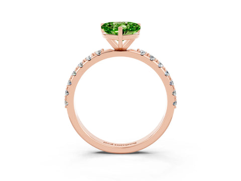Rose gold Heart Cut Peridot Solitaire Pavé Band with Four-Prong Setting_3
