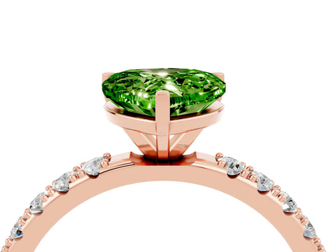 Rose gold Heart Cut Peridot Solitaire Pavé Band with Four-Prong Setting_4