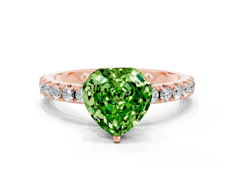 Rose gold Heart Cut Peridot Solitaire Pavé Band with Four-Prong Setting