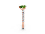 Rose gold Heart Cut Peridot Solitaire Pavé Engagement Ring with Round Band and Prong Setting_14