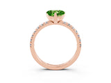 Rose gold Heart Cut Peridot Solitaire Pavé Engagement Ring with Round Band and Prong Setting_15