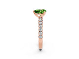 Rose gold Heart Cut Peridot Solitaire Pavé Engagement Ring with Round Band and Prong Setting_75
