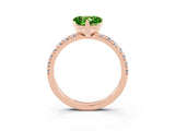 Rose gold Heart Cut Peridot Solitaire Pavé Engagement Ring with Round Band and Prong Setting_76
