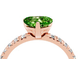 Rose gold Heart Cut Peridot Solitaire Pavé Engagement Ring with Round Band and Prong Setting_77