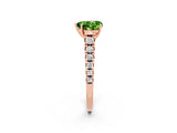 Rose gold Heart Cut Peridot Solitaire Ring with Cathedral Setting and Pavé Band_2