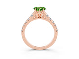 Rose gold Heart Cut Peridot Solitaire Ring with Cathedral Setting and Pavé Band_3