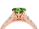 Rose gold Heart Cut Peridot Solitaire Ring with Cathedral Setting and Pavé Band_4