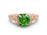 Rose gold Heart Cut Peridot Solitaire Ring with Filigree Band and Four-Prong Setting_24
