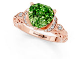 Rose gold Heart Cut Peridot Solitaire Ring with Filigree Band and Four-Prong Setting_25