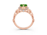 Rose gold Heart Cut Peridot Solitaire Ring with Filigree Band and Four-Prong Setting_27