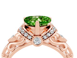 Rose gold Heart Cut Peridot Solitaire Ring with Filigree Band and Four-Prong Setting_28
