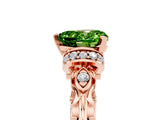 Rose gold Heart Cut Peridot Solitaire Ring with Filigree Band and Four-Prong Setting_29