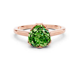 Rose gold Heart Cut Peridot Solitaire Ring with Flower Prong Setting and Classic Band_12