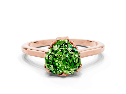 Rose gold Heart Cut Peridot Solitaire Ring with Flower Prong Setting and Classic Band_12