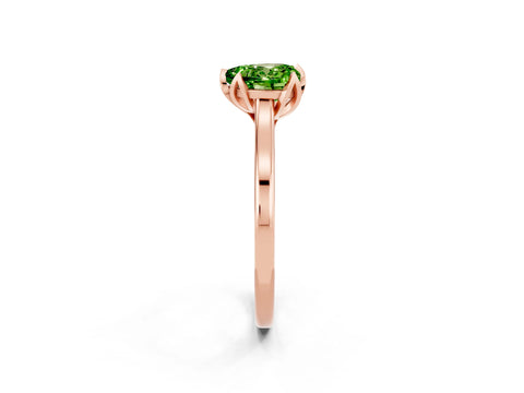 Rose gold Heart Cut Peridot Solitaire Ring with Flower Prong Setting and Classic Band_14