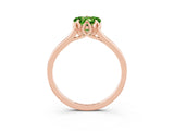 Rose gold Heart Cut Peridot Solitaire Ring with Flower Prong Setting and Classic Band_15