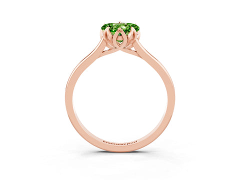 Rose gold Heart Cut Peridot Solitaire Ring with Flower Prong Setting and Classic Band_15