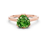 Rose gold Heart Cut Peridot Solitaire Ring with Flower Prong Setting and Classic Band_36