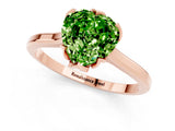 Rose gold Heart Cut Peridot Solitaire Ring with Flower Prong Setting and Classic Band_37