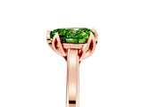 Rose gold Heart Cut Peridot Solitaire Ring with Flower Prong Setting and Classic Band_41