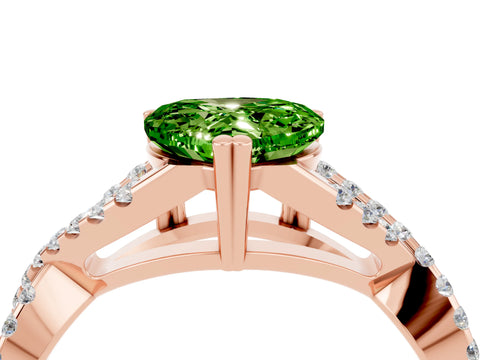 Rose gold Heart Cut Peridot Solitaire Ring with Four-Prong Setting and Twisted Pavé Band_4