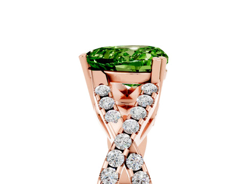 Rose gold Heart Cut Peridot Solitaire Ring with Four-Prong Setting and Twisted Pavé Band_5