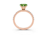 Rose gold Heart Cut Peridot Solitaire Ring with Pavé Accents and Four-Prong Setting_3