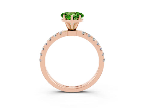 Rose gold Heart Cut Peridot Solitaire Ring with Pavé Accents and Four-Prong Setting_3