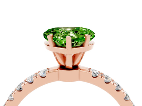 Rose gold Heart Cut Peridot Solitaire Ring with Pavé Accents and Four-Prong Setting_4