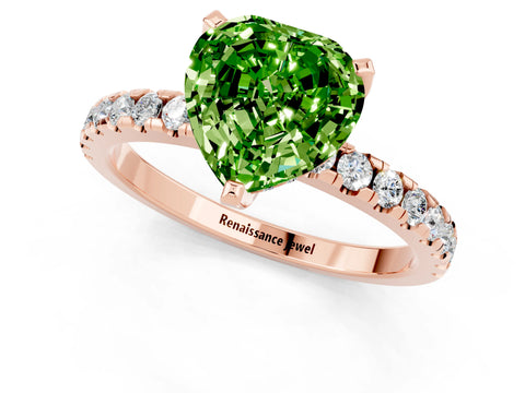 Rose gold Heart Cut Peridot Solitaire Ring with Pavé Band and Four-Prong Setting_25