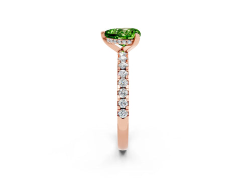 Rose gold Heart Cut Peridot Solitaire Ring with Pavé Band and Four-Prong Setting_26