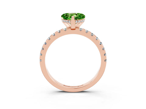 Rose gold Heart Cut Peridot Solitaire Ring with Pavé Band and Four-Prong Setting_27
