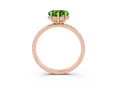 Rose gold Heart Cut Peridot Solitaire Ring with Pavé Band and Hidden Halo_15