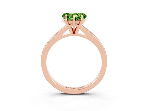 Rose gold Heart Cut Peridot Solitaire Ring with Pavé Band and Prong Setting_15