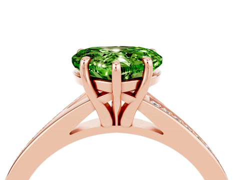 Rose gold Heart Cut Peridot Solitaire Ring with Pavé Band and Prong Setting_16